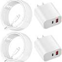 Fast Charger for iPhone,Dual Port A/C Apple iPhone Charger Fast Charging Block,2Pack Quick Double A/C iPhones Wall Chargers Adapter,6FT USB C to Lightning Cable for iPhone14 ProMax/13/12/11/XS/XR/iPad (White)