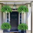 2 x 2Pack Artificial Boston Ferns Hanging Plants 23.6'' Fake Silk Fern 50 Leaves That Look Real in Pots for Outdoors & Indoor Faux Potted Plant for Home Porch Patio Garden Decor