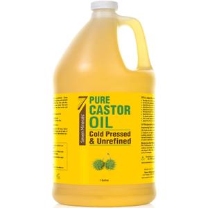 Unrefined Hexane-Free Castor Oil, 128 fl oz - For Hair Growth, Thicker Lashes & Brows, Dry Skin, Joint Pain, Expiry Date: 02-2027