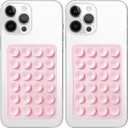 Anteel 2 Pack Silicone Suction Phone Case Mount, Non Slip Sticky Grip for Cellphone, Silicon Adhesive Suction Cup Mount, Strong Grip Holder for Selfies and Videos (Light Pink)