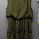 Eytino Womens Plus Size Summer Sleeveless V Neck Drawstrin Ruffle Layer Flowy Mini Dresses, 2X Green
