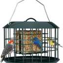 Kingsyard Squirrel Proof Suet Feeder, Cage Bird Feeders for Outdoors Hanging, All Metal, Double Suet Cake Capacity, Tray & Weatherproof, Green