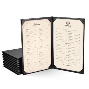 PU Leather Hard Menu 2 view - Black - 9 x 14.5 (10 Ct)