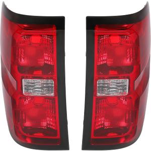 HECASA Tail Lights Assembly Compatible with 2014-2018 Chevy Chevrolet Silverado 1500/2500/3500 HD GMC Sierra 3500 HD Dually Model Replace for GM2800261 Brake Lamps Red Lens & Chrome Housing Pair (Driver & Passenger Side)
