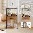 HOMEKOKO 3-Tier Bookshelf with Adjustable Flip Top, Living Room Industrial Movable Bookcase, Rustic Book Shelf with Drawer, Wood-Metal Rustic Bookshelves (Rustic Brown)