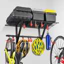 PLKOW Garage Wall Shelving 1 Pack Includes 2 Bike Hooks, Wall Shelves Garage Organizer with Vertical Bike Hanger, Powder Coated Steel (1 Pack)