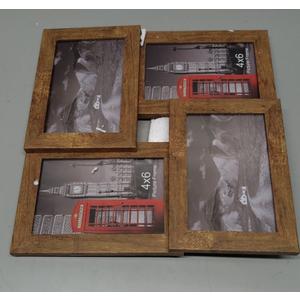 4x6 Collage Picture Frames Set of 1, Multi Family Photo Frame with Real Glass, Displays Four 4x6 Photo, Wall Decor Wall Hanging or Tabletop, Distressed Brown