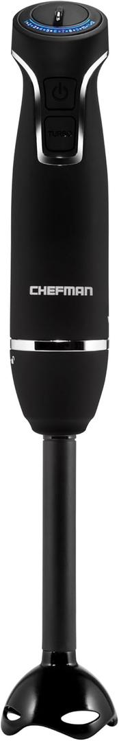 Chefman Immersion Blender 300-Watt Turbo 12 Speed Stick Hand Blender, Powerful Ice Crushing Design Purees Smoothies, Sauces & Soups, Detachable Heat Resistant Plastic Blade Guard Protects Pots, Black