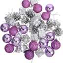 40PCS Shatterproof Purple Christmas Baubles Glitter Hanging Ornaments for Xmas Tree Seasonal Holiday Decor for Doors Windows Party Decorations