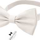 Adam Young Men's Bow Ties with Handkerchief Pre-Tied Style Formal Satin Classic Bowtie for Tuxedo Faux Silk (White, M)