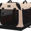 X-ZONE PET 3-Door Portable Soft-Sided Folding Soft Dog Travel Crate Collapsible Pet Kennel,XX-Large, 40 x 27 x 27 Inches,Tan