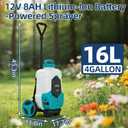 Garvee 4 Gallons Battery Powered Backpack Sprayer with Wheeled Cart, 12V 8Ah Electric Sprayer with 6 Nozzles & 2 Wands, 4-6 Hour Runtime, 90PSI Adjustable Pressure, Trigger Lock, Yard Sprayers for Law