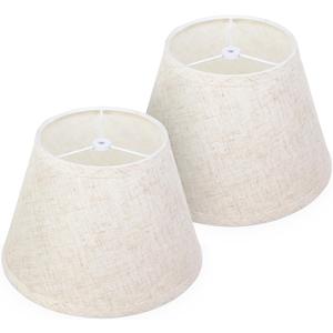 Beige Empire Lamp Shades Set of 2, 5.9" x 9.8" x 6.7" (Spider) Small Lampshades for Table Lamps, Natural Linen Replacement Lamp Shades for Bedside, Home Decor, Fully Assembled