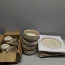 LIANYU Dinnerware Dish Set for 4, 16 Piece Ceramic Dinner Tableware Dishware, Stoneware Plates and Bowls Set for Home Restaurant, Microwave & Dishwasher Safe, Sandy Beige