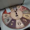 24 Inch Nautical Rustic Wall Clock for Office Wood Extra Large Battery Clock Decorative Colorful Wall Clock Silent(No Solid Wood, It is with MDF Material)