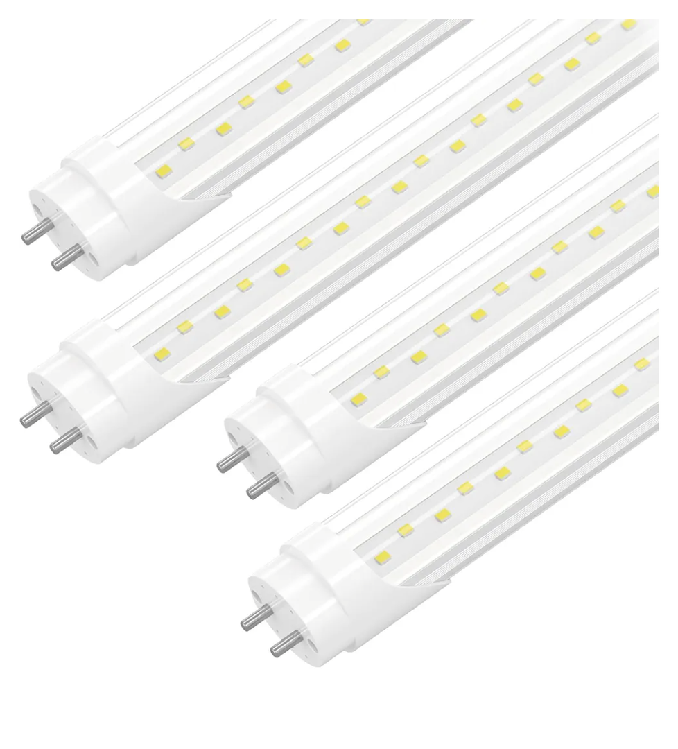 4-Pack T8 LED 4FT Type B Light Bulbs, Ballast Bypass, 4 Foot LED Tube Lights Replacement, 24W 3120LM 6500K for G13, Double Row Lamp Beads, ETL Listed, Dual-Ended, Clear Cover