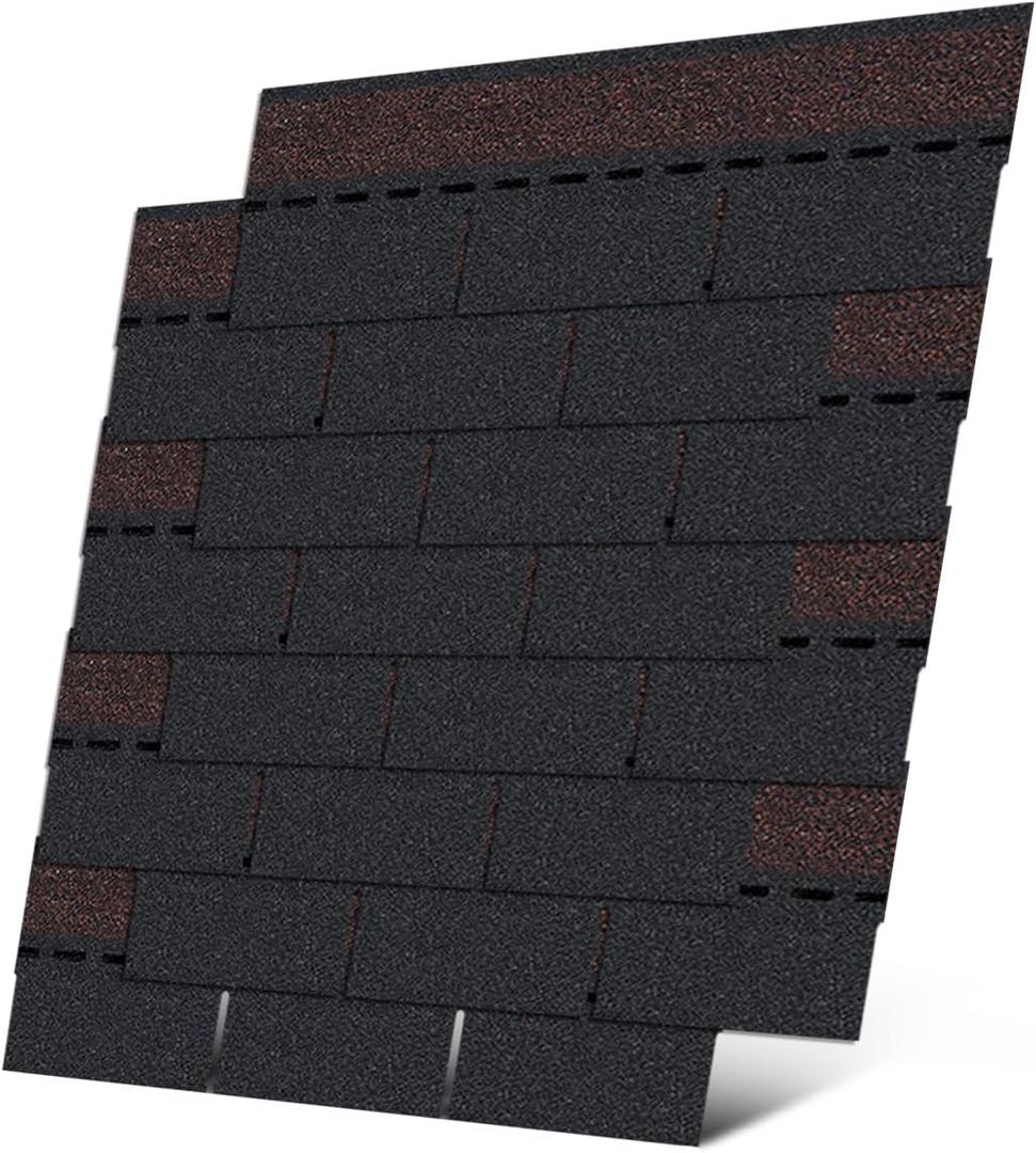 Roofing Shingles 3-Tab (Black) 8-Pack 39.4"x13.1",Asphalt Shingles for House Shed Roof Tiles Repair Decor