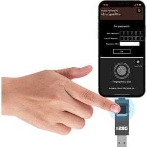128GB Encrypted USB Drive,Fingerprint Flash Drive,Secure Password Protected U Disk, USB Memory Stick, USB Thumb Drive,Encryption Storage for iPhone/iPad/iPadmini/Mac/PC