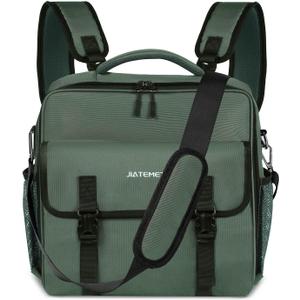 3 Ring Zipper Binder Bag for 700+ Sheets Capacity Detachable Backpack Straps & Shoulder 14 Inch Laptop for School and Office(Green)