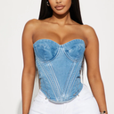 Bae For Tonight Denim Corset Top - Medium Wash, Medium