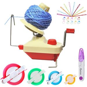 Yarn Ball Winder, Hands Operated Swift Yarn Fiber String Ball Wool Winder Machines for Family+4Pompom Maker+10PS Knitting Stitch Markers+10PS Plastic Needles+1PS Scissors(26b)