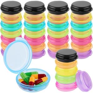 35 Pcs Mini Pill Organizer Portable Travel Pill Box Small Plastic Storage Containers Cute Pill Container Holder Round Pill Case Earplug Case Medicine Dispenser for Pocket Purse
