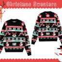 dressfan Unisex Funny Christmas Sweaters Xmas Family Matching Sweater Knit Pullover Crew Neck Long Sleeve for Women & Men (Medium, Black Red-santa Claus)