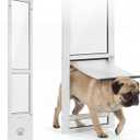Slevoo Sliding Glass Dog Door, No-Cut Installation, Height Adjustable 79 1/5" to 82", Upgraded Silicone Flap, Weatherproof & Secure Pet Door for Medium/Large Dogs, White Aluminum Frame (Medium)