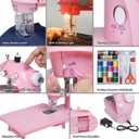 Sewing Machine for Beginners with Expansion Table and Foot Pedal and 42Pcs Sewing kit Finger Guard & Light Mini Small Portable Sewing Machines 2-Thread 2-Speed 2-Switches for Kids Ages 8-12 Peach Pink
