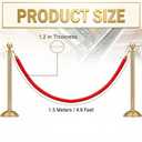 Okllen 4 Pack Red Velvet Stanchion Rope, 5 Feet Crowd Control Ropes Safety Barriers with Polished Gold Hooks for Movie Theater, Queue Barrier, Grand Openings, Hotel Celebration, Carpet Event