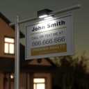 Real Estate Sign Posts with Solar Dual-Sided Light, Heavy Duty Realtor Sign Post, Fully Metallic Real Estate Sign Holder, For Sale Yard. (Sign Not Included), Large Signage