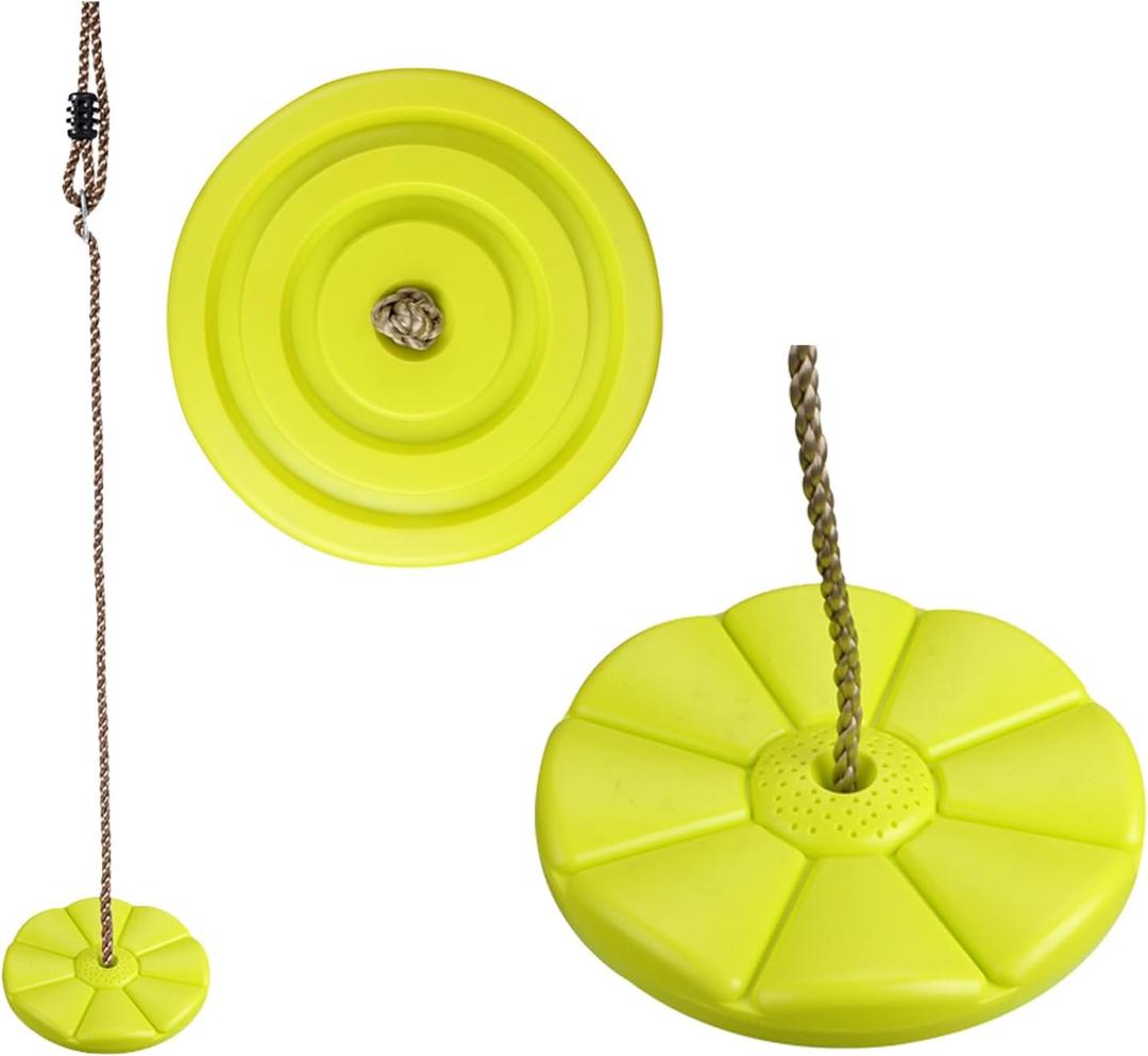 IFOYO Tree Swing Disc, Round Kids Swing Seat for Outdoor Backyard Playground, Holds 220lbs 100kg for 3 to 10 Years Kids Children, Yellow