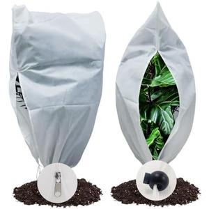 Tunpug Plant Covers Freeze Protection, 2PACK 48" W x 72" H 2.8 oz Thick Frost Cloths for Outdoor Plants with Zipper and Drawstring, Reusable Freeze Blankets Winter Outdoor Plant Protector
