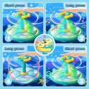 Ocean Sit and Spin Toys for Toddlers 1-3, 360 Rotation Sit n Spin, LED Light & Enlightenment Music, Ideal Christmas, Birthday Gift for Boy/Girl with 3PCS Suction Cup Spinner Toys (Blue)