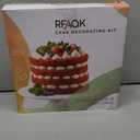 RFAQK 64PCs Cake Decorating Kit with Leveler, Baking Supplies Gift Includes Cake Stand Turntable, 24 Numbered Icing Tips, 30+1 Piping Bags, 2 Frosting Spatulas, 3 Scrappers, Video Course & Booklet (Blue)