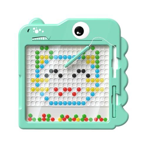 Mandarooker Magnetic Drawing Board，Large Magnet Doodle Board with Pen and Dot Beads,20 Colored Pattern Cards,Montessori Toys and Travel Toys Two-in-one,Perfect Learning Gift for Toddlers Ages 3-8