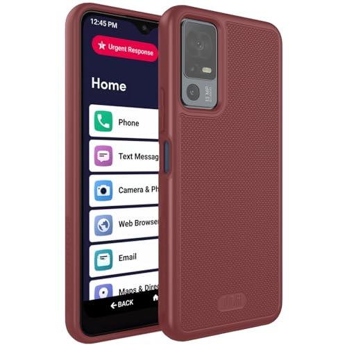 TUDIA MergeGrip for Jitterbug Smart 4 Case T608G, [Military Grade Drop Tested] Shockproof Protection Slim Rugged Dual Layer Heavy Duty Phone Cases for Senior - Burgundy