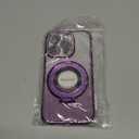 Magnetic Kickstand (Glitter Lens Protector ) Case for iPhone 15 14 13 12 Pro Max (Compatible with Magsafe ) Sparkling Diamond Cover Glitter Shiny Rhinestone Cases (Purple,for iPhone 14 Pro)