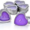 DEYBBY Large Heart Shaped Scented Tea Lights Candles, Smokeless Soywax 6 Hours Long Burning Lavender Purple Aromatherapy Candles for Relaxation, Spa and Bath (Pack of 6)