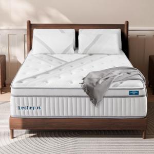 King Size Mattress, Lechepus 14Inch King Mattress in Box, Medium Plush Hybrid with Memory Foam & 7-Zone Individual Pocket Spring, Motion Isolation & Pressure Relief, 76"*80"