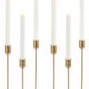 Brass Gold Candlestick Holders, Metal Taper Candle Holders Set of 6, Vintage Modern Candle Sticks Holder Decor for Table Centerpiece, Fireplace Mantel Wedding Housewarming Gift, Candlelit Dinner Dcor