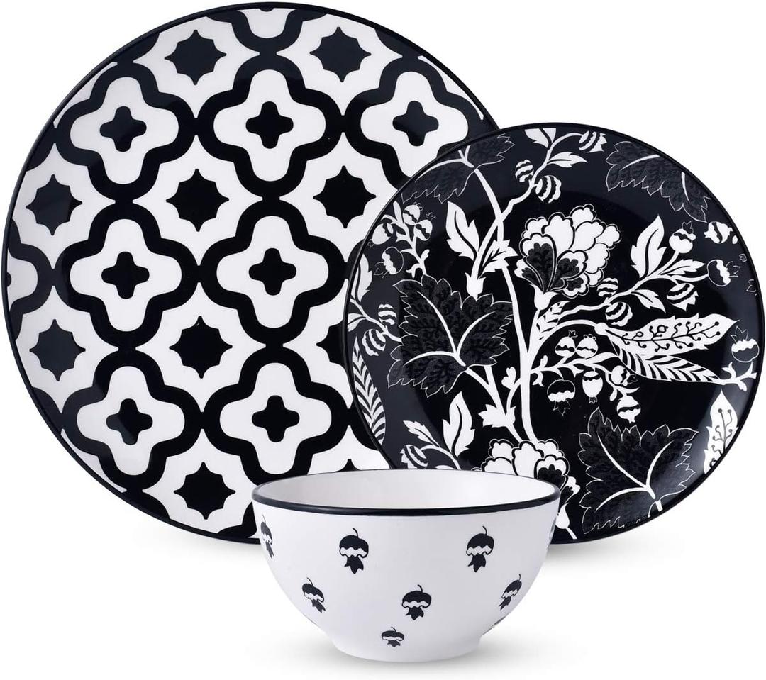 Dinnerware Set - Ceramic Plates and Bowls for 4 - Stoneware Dish Set