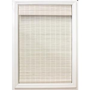 Radiance Cordless Bamboo Roman Shades for Windows - Matchstick Bamboo Blinds for Semi-Private Light Control - Easy to Lift & Fold Up Window Shades - White - 30" W x 64" L - (2215328E)