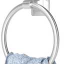 Adhesive Towel Ring, Bathroom Hand Towel Holder SUS304 Heavy Duty Stick On Towel Holder for Kitchen, Brushed Nickel (1 pack)