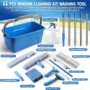 Creatyi 11PCS Window Cleaning Kit Washing Tool, Bucket 3 Gallon, 76 inch Long Handle Window Squeegee and Microfiber Scrubber,Equipped with Replaceable Squeegee and Scrubber for Home Business Use