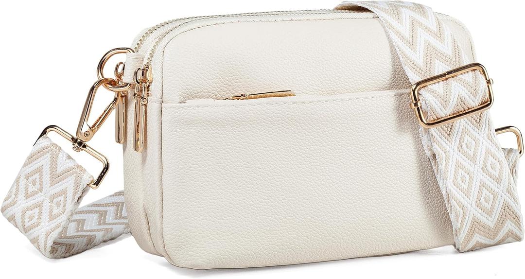 Small Crossbody Bags for Women, Vegan Leather Cross Body Fanny Packs, Small Crossbody Purse Shoulder Handbag (Beige)