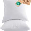 Throw Pillow Inserts 18x18 Set of 2 - Fluffy Down Alternative Fill - 10% More Fill Than Standard Loft - Plump Bounce-Back Support for Indoor & Outdoor Use - Hypoallergenic & Machine Washable - White
