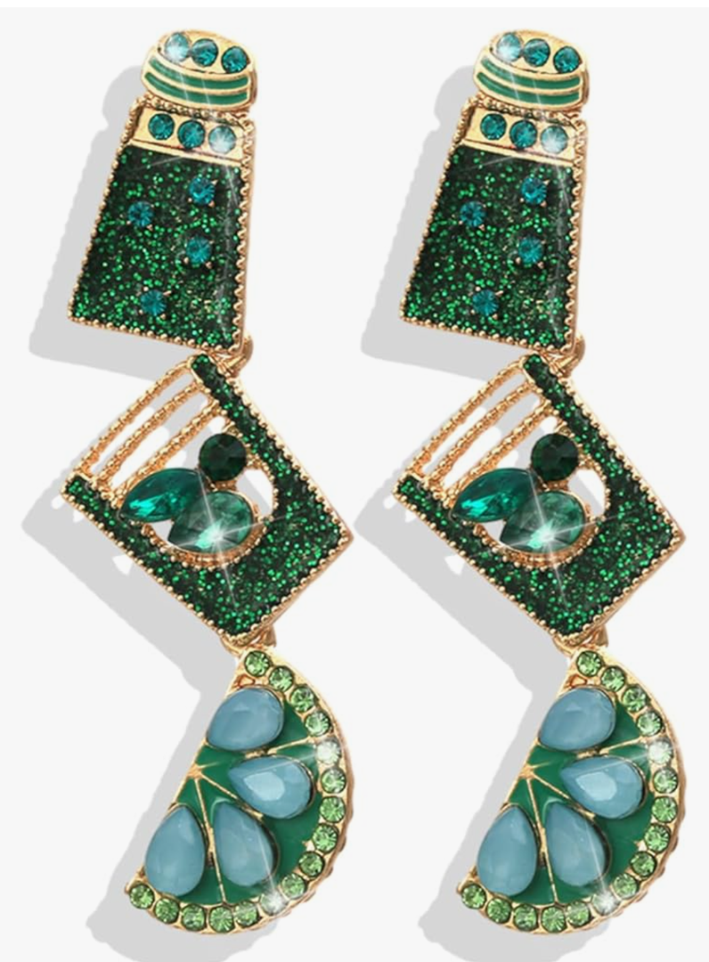 Champagne Earrings for Women Beaded Champagne Bottle Margarita Earrings Crystal Glass Dangle Earring Holiday Party Celebration Outfit Accessories Jewelry Gifts