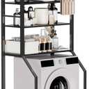 Dryer Storage Shelf and Heavy Duty Over the Washer All-Steel Laundry Room Organizer with Clothes Drying Rod, Space-Saving Shelf for Front-Load Washers and Dryers, 29.92"L x 23.65"D x 70.8"H (Carbon Steel-1)