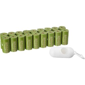 Amazon Basics Premium Leak Proof Dog Poop Bags with Dispenser and Leash Clip, Brazilian Mango Scented, 13" x 9", 270 Count (18 Rolls of 15), Easy-Tear